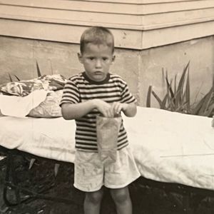 Vintage Black & White‎ Photo Picture Of Young Boy Toddler Making Grouchy Face